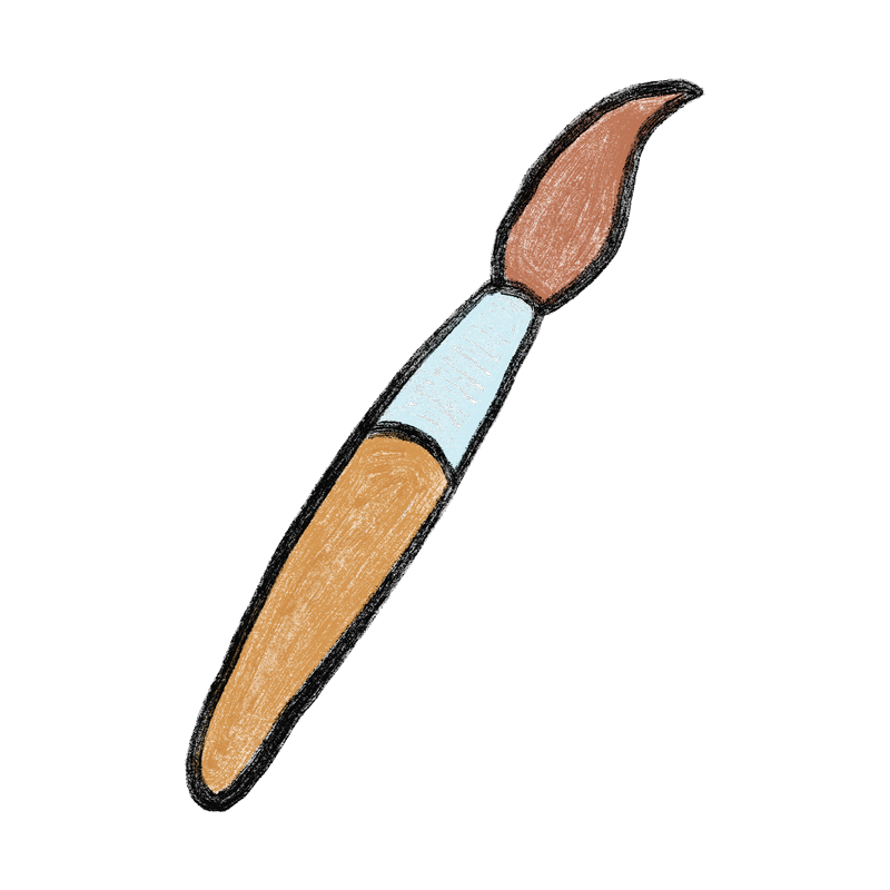 Hand-drawn illustration of a paintbrush
