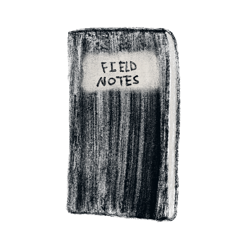 Hand-drawn illustration of a Field Notes notebook