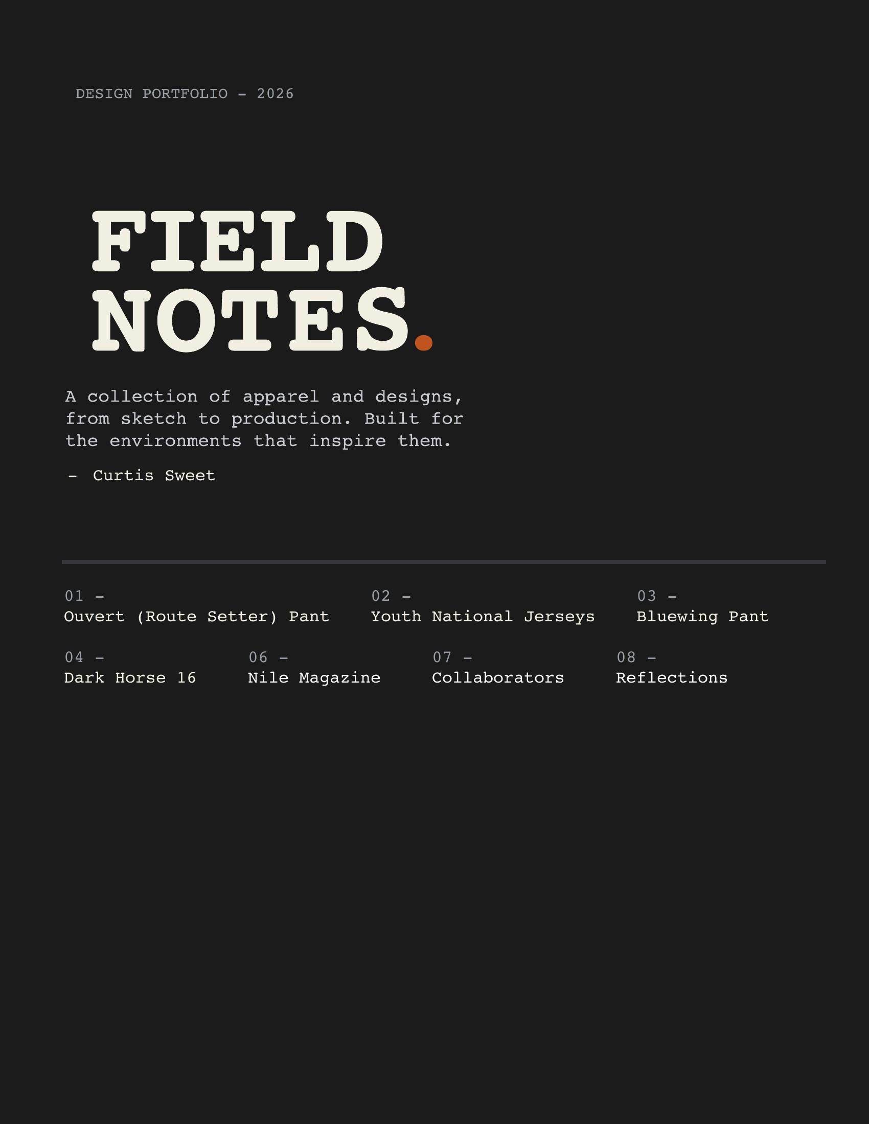 Field Notes design portfolio, page 1 of 13